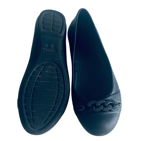 Crocs 'Gianna' Women's 7 Chain Link Black Ballet Comfort Flat Walking Dressy - Picture 1 of 11